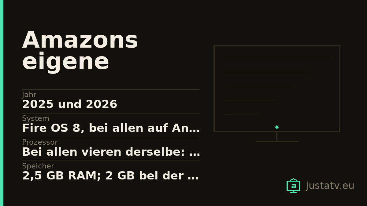 Datenkarte des Amazons eigene Fernseher mit den wichtigsten Werten