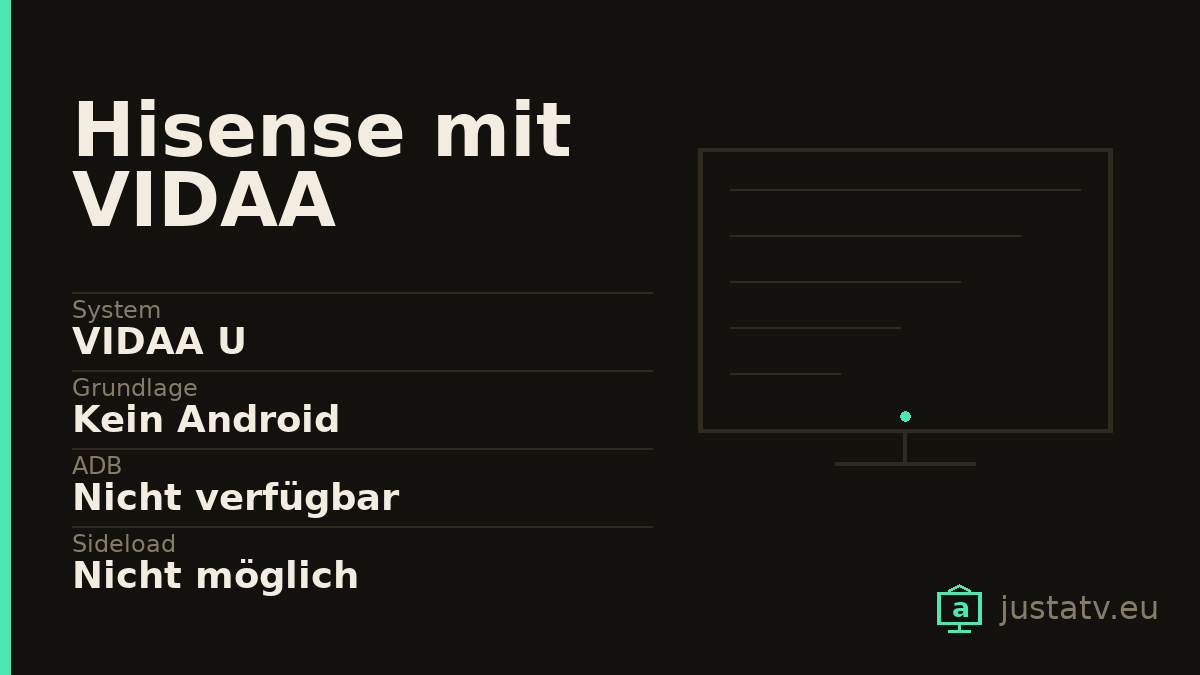 Datenkarte des Hisense mit VIDAA mit den wichtigsten Werten