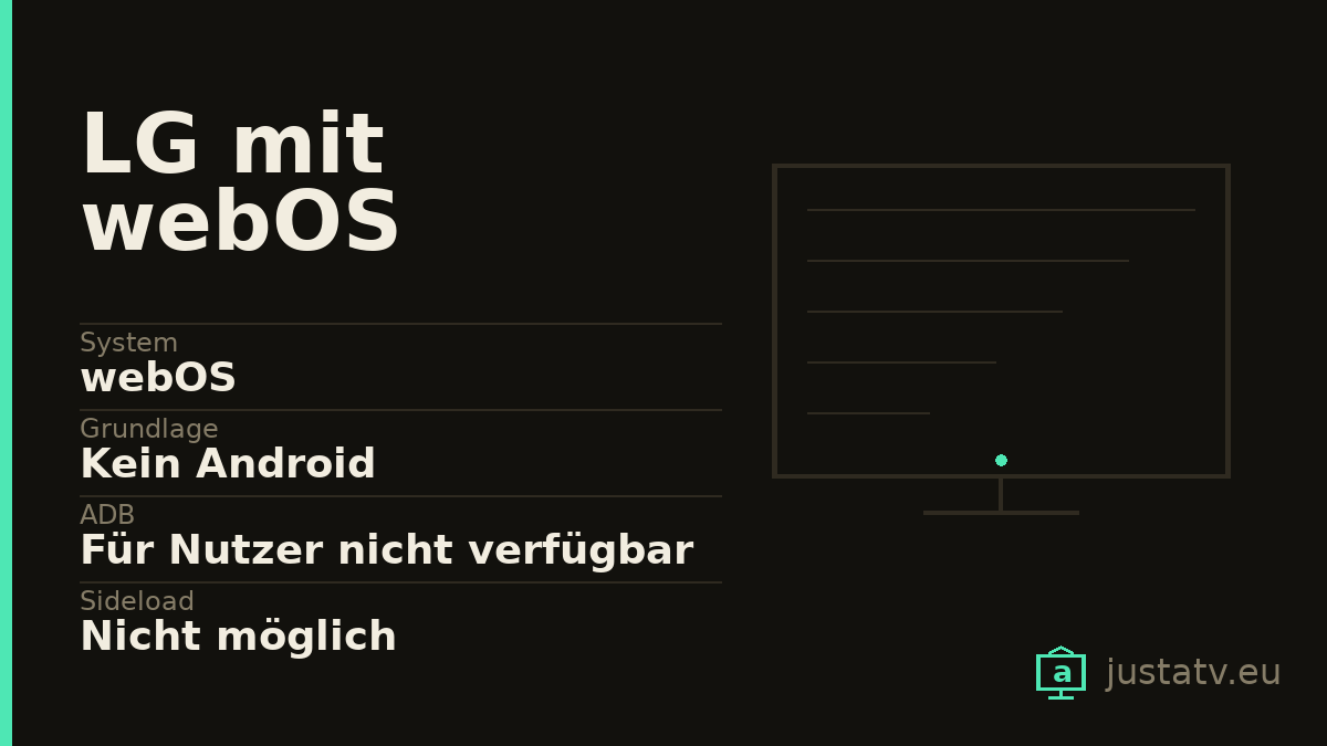 Datenkarte des LG mit webOS mit den wichtigsten Werten