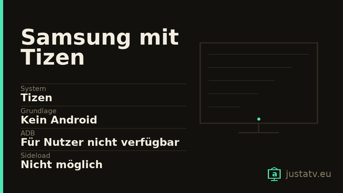 Datenkarte des Samsung mit Tizen mit den wichtigsten Werten