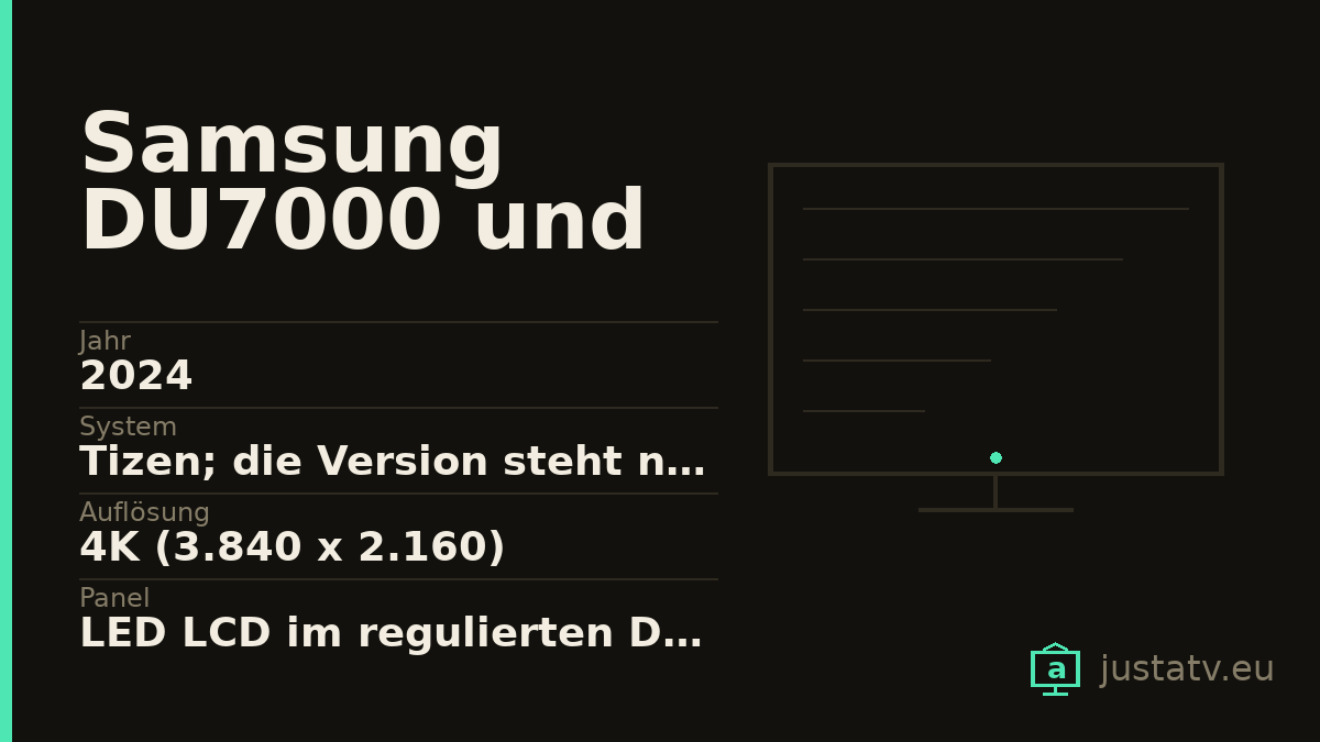 Datenkarte des Samsung DU7000 und DU8000 mit den wichtigsten Werten