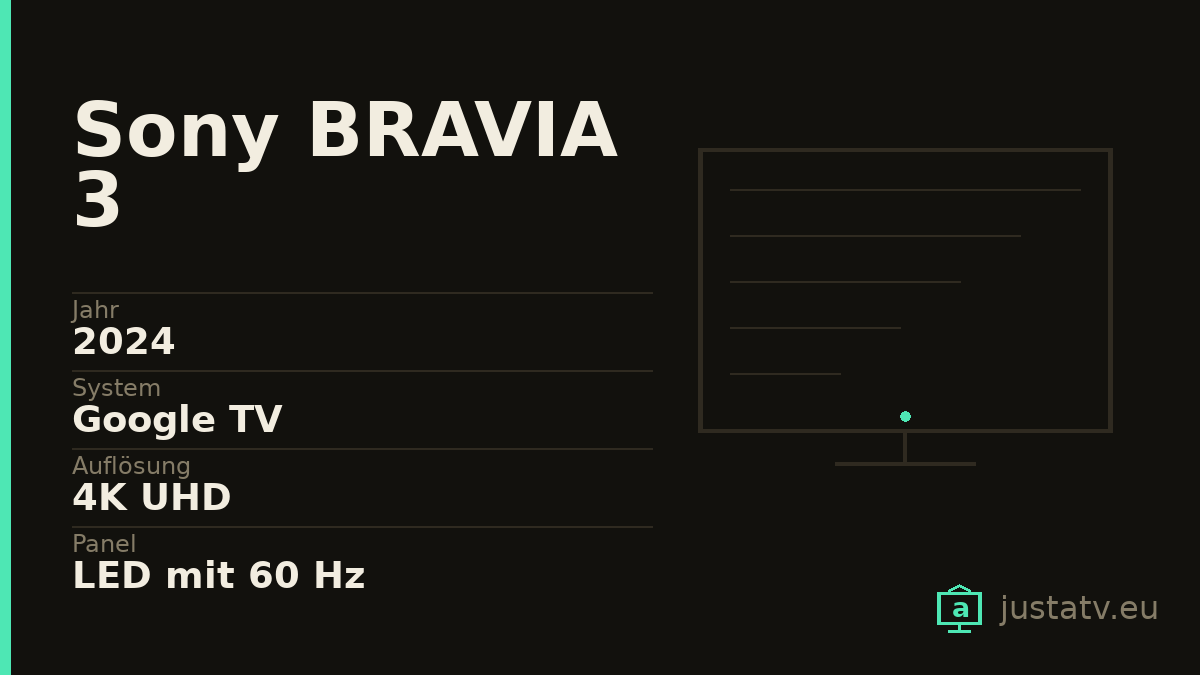 Datenkarte des Sony BRAVIA 3 mit den wichtigsten Werten