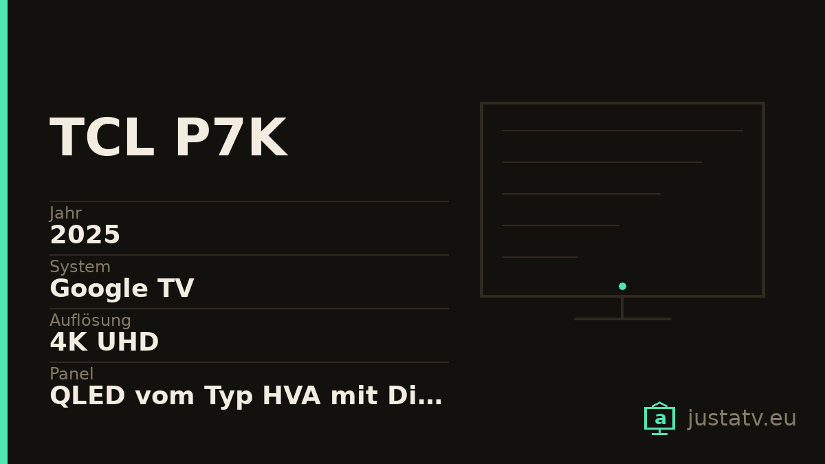 Datenkarte des TCL P7K mit den wichtigsten Werten