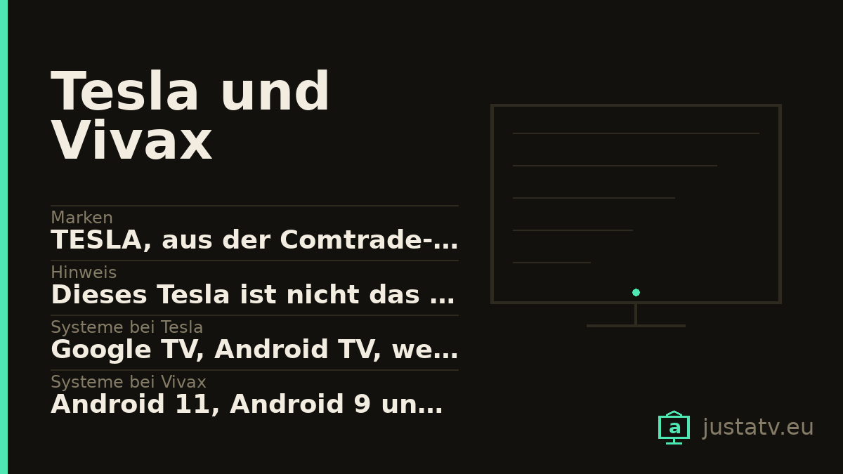 Datenkarte des Tesla und Vivax mit den wichtigsten Werten