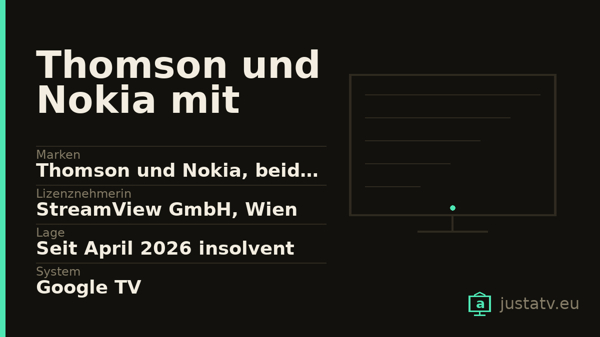 Datenkarte des Thomson und Nokia mit Google TV mit den wichtigsten Werten