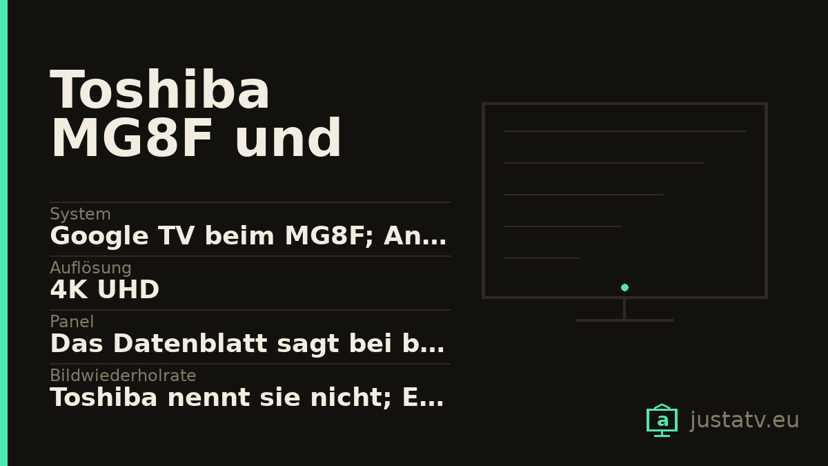 Datenkarte des Toshiba MG8F und XA9D mit den wichtigsten Werten