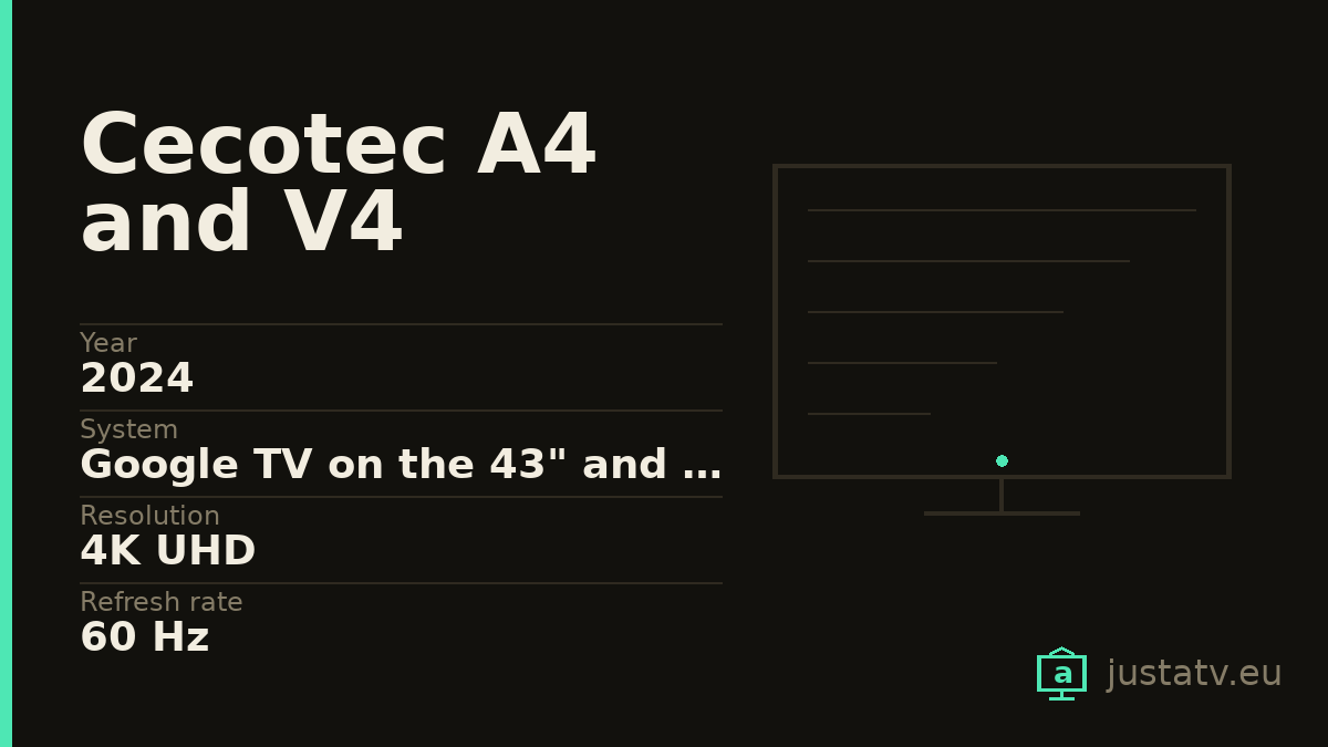 Specification card for the Cecotec A4 and V4 showing its main figures