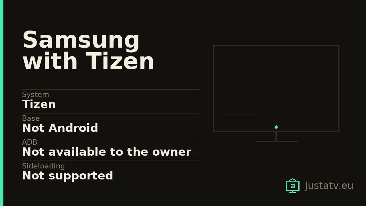 Specification card for the Samsung with Tizen showing its main figures