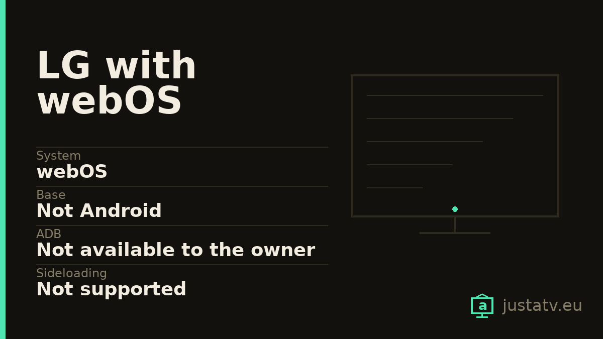 Specification card for the LG with webOS showing its main figures