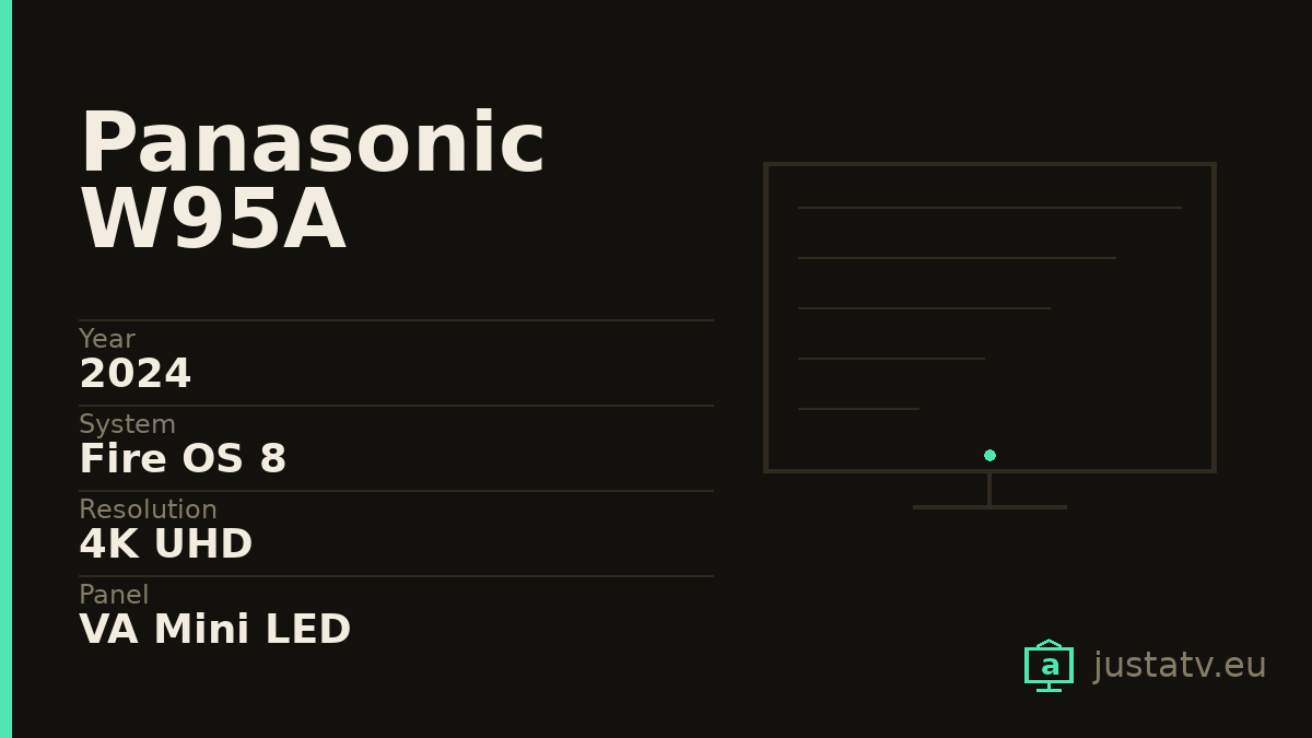 Specification card for the Panasonic W95A showing its main figures