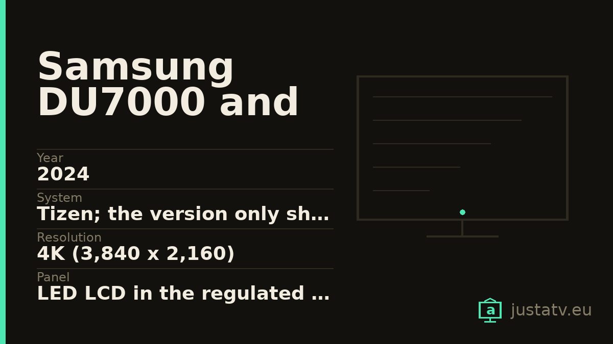 Specification card for the Samsung DU7000 and DU8000 showing its main figures
