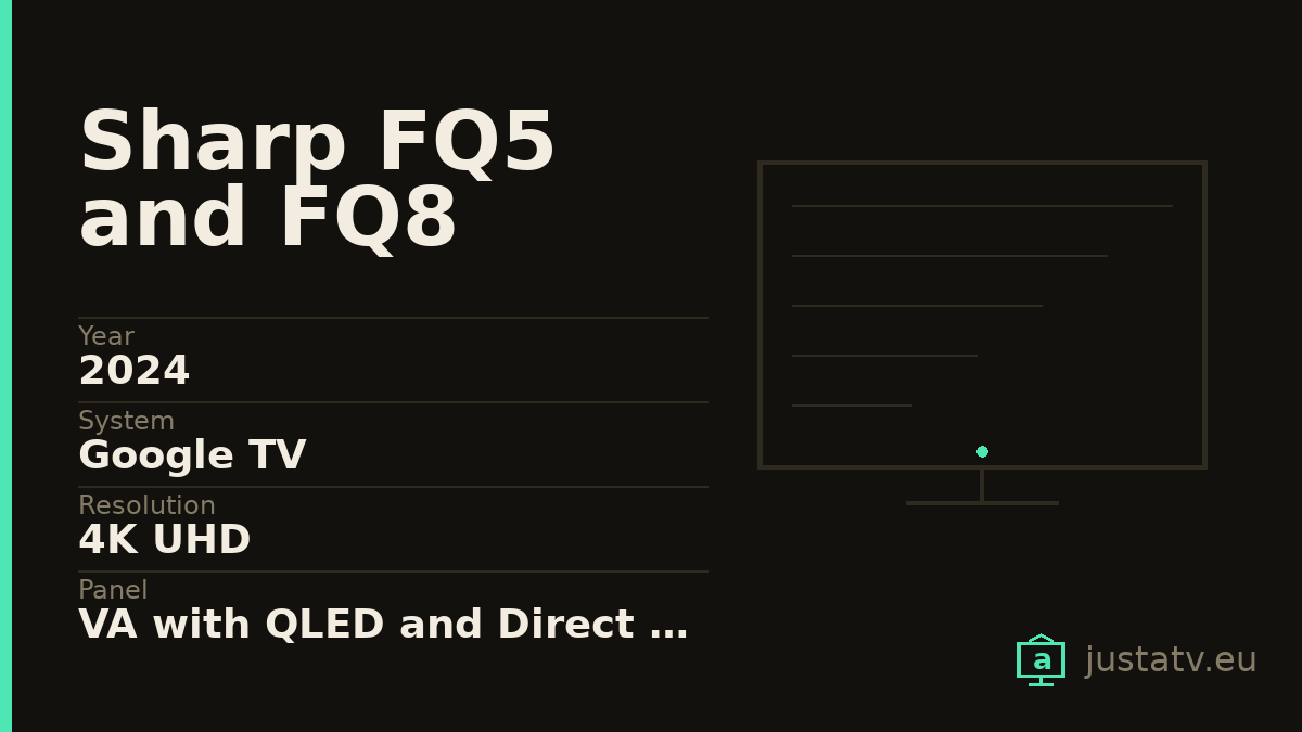 Specification card for the Sharp FQ5 and FQ8 showing its main figures
