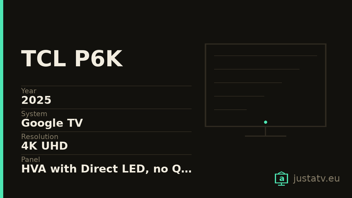 Specification card for the TCL P6K showing its main figures
