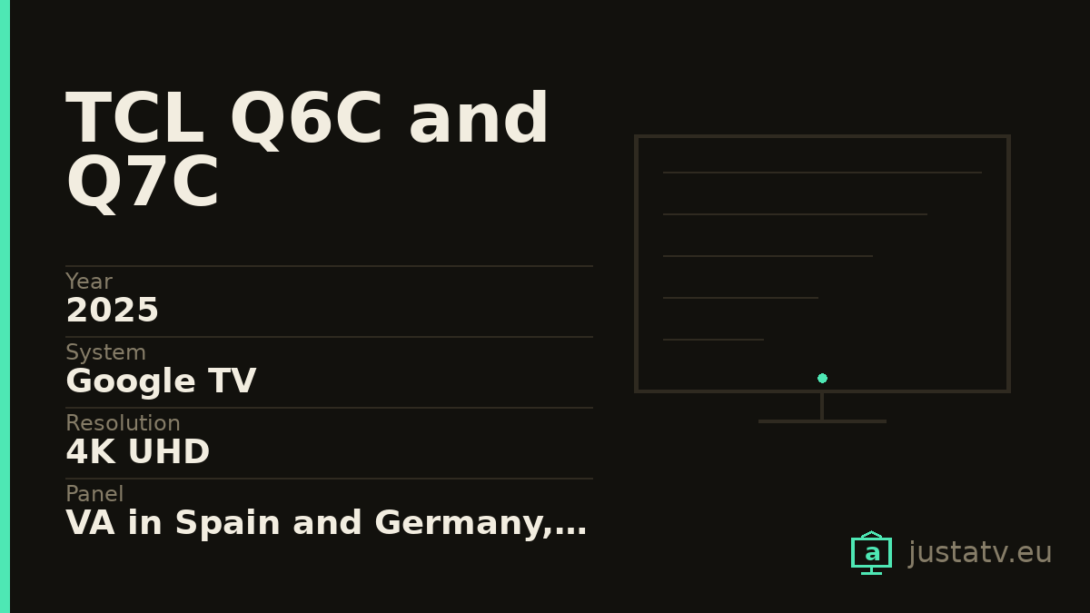 Specification card for the TCL Q6C and Q7C showing its main figures