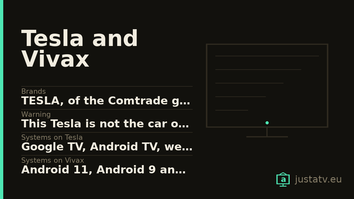 Specification card for the Tesla and Vivax showing its main figures
