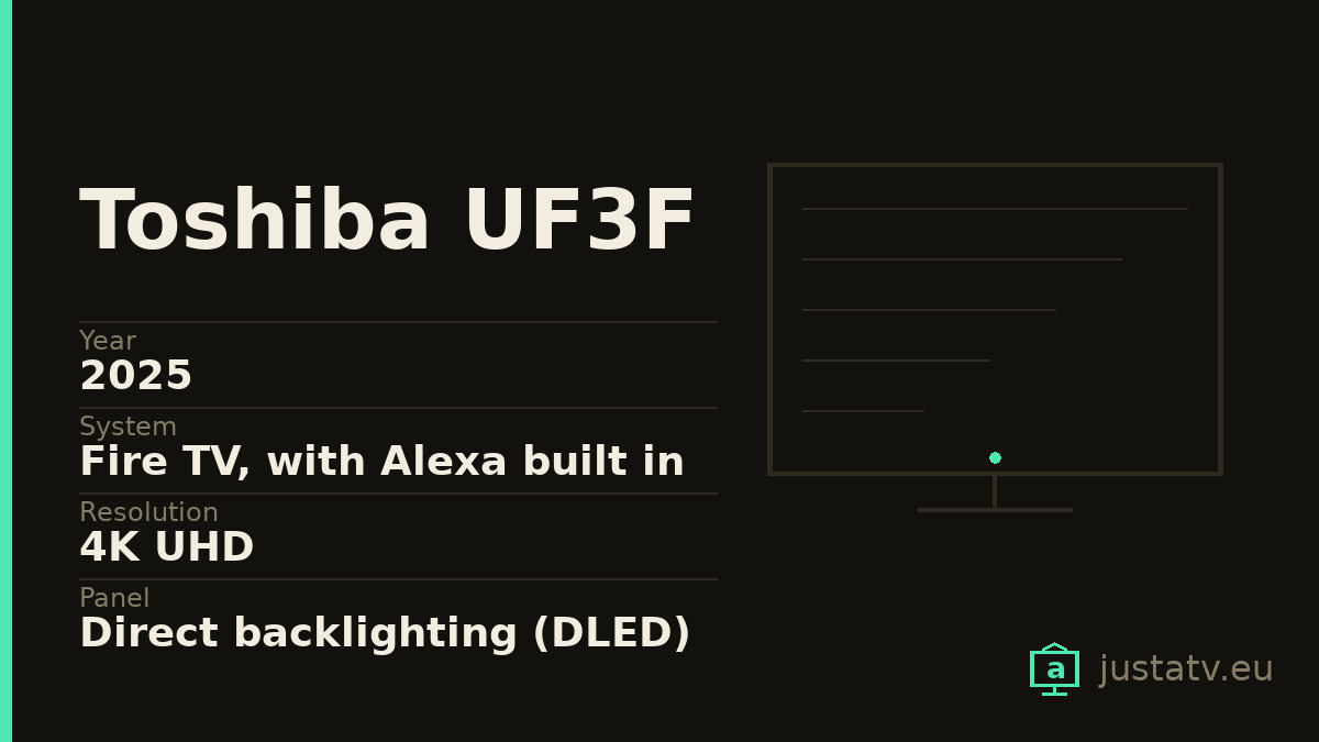 Specification card for the Toshiba UF3F showing its main figures