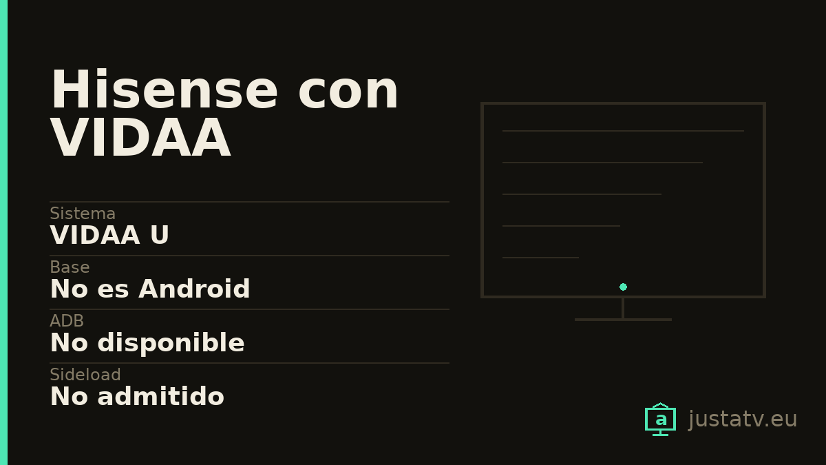 Ficha visual del Hisense con VIDAA con sus datos principales