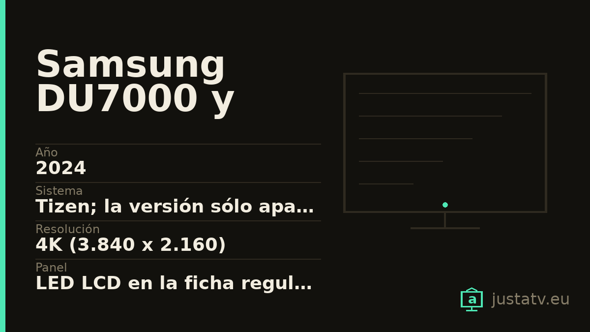 Ficha visual del Samsung DU7000 y DU8000 con sus datos principales