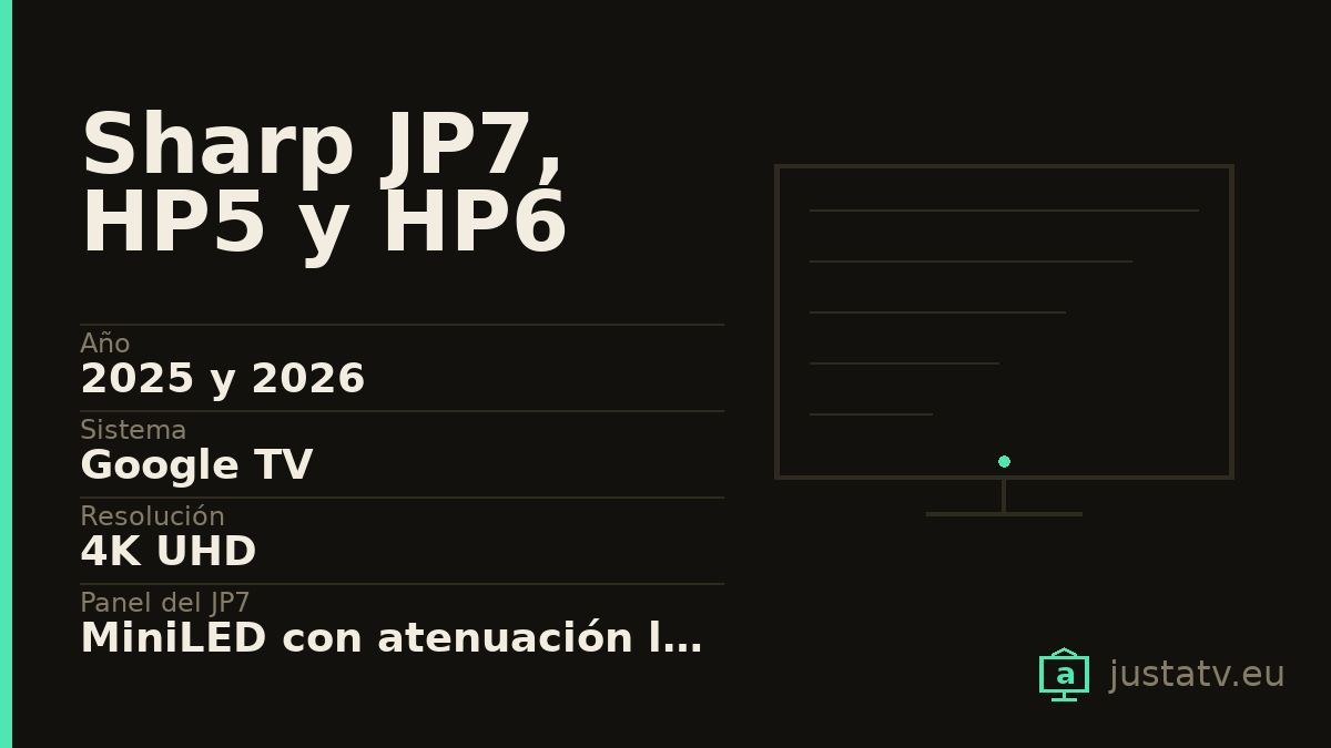 Ficha visual del Sharp JP7, HP5 y HP6 con sus datos principales