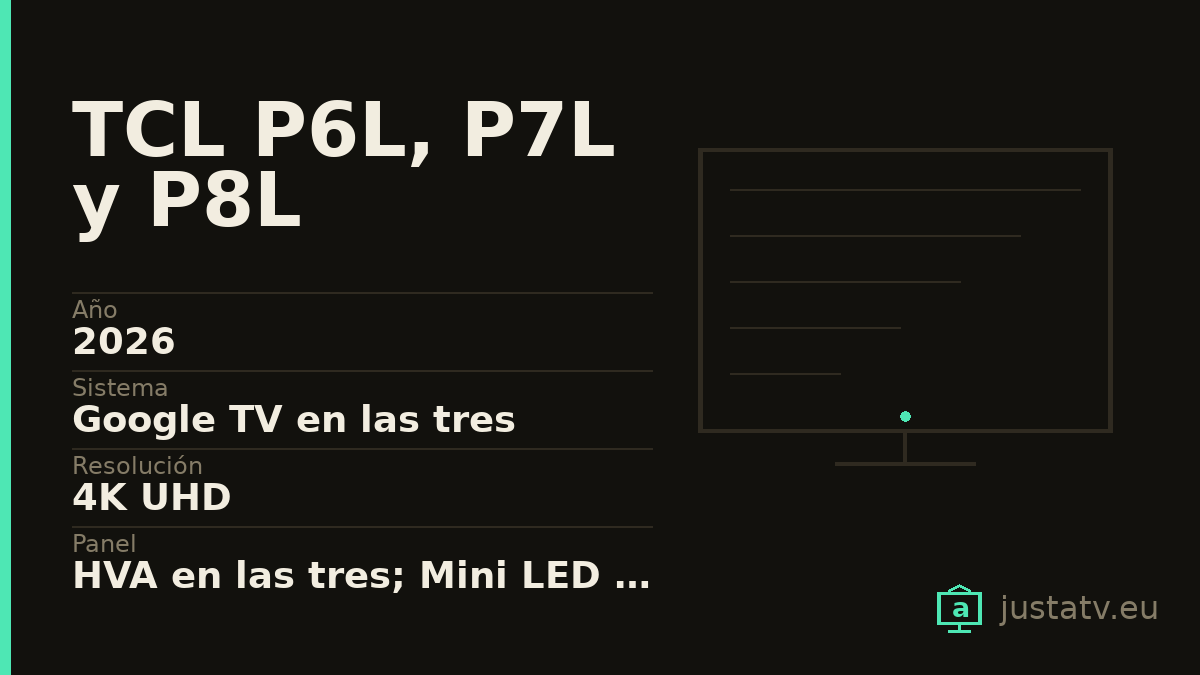 Ficha visual del TCL P6L, P7L y P8L con sus datos principales
