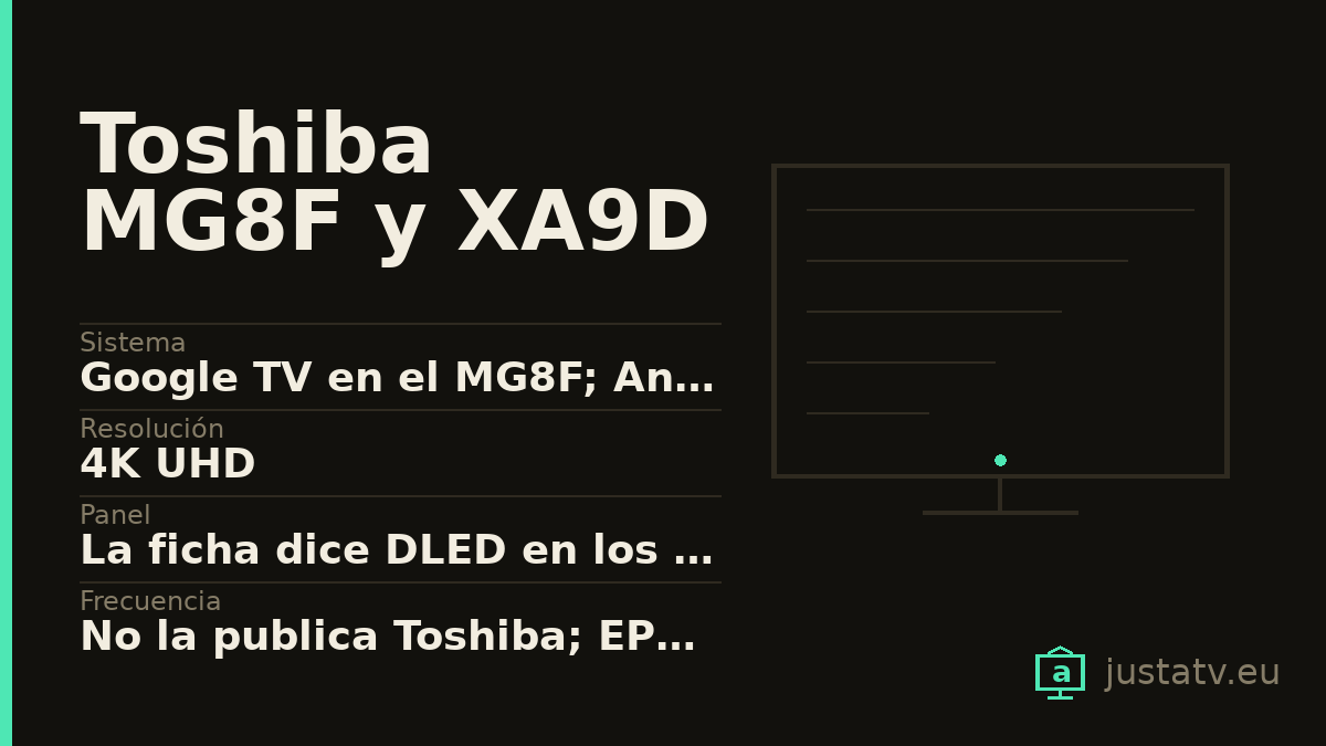 Ficha visual del Toshiba MG8F y XA9D con sus datos principales