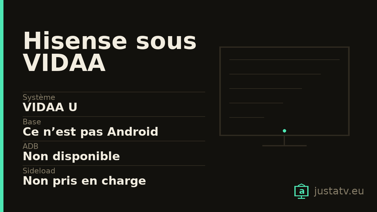 Fiche visuelle du Hisense sous VIDAA avec ses principales caractéristiques