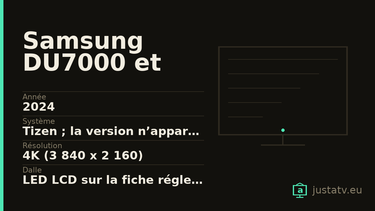 Fiche visuelle du Samsung DU7000 et DU8000 avec ses principales caractéristiques