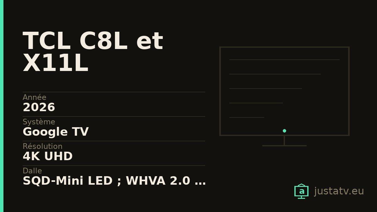 Fiche visuelle du TCL C8L et X11L avec ses principales caractéristiques