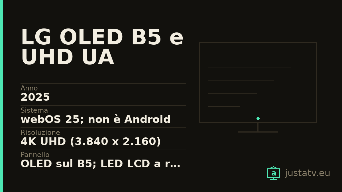 Scheda visiva del LG OLED B5 e UHD UA con i dati principali
