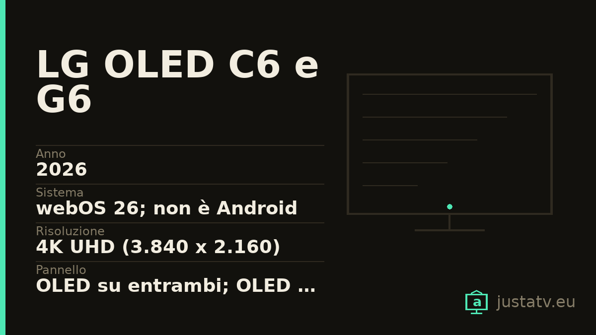 Scheda visiva del LG OLED C6 e G6 con i dati principali