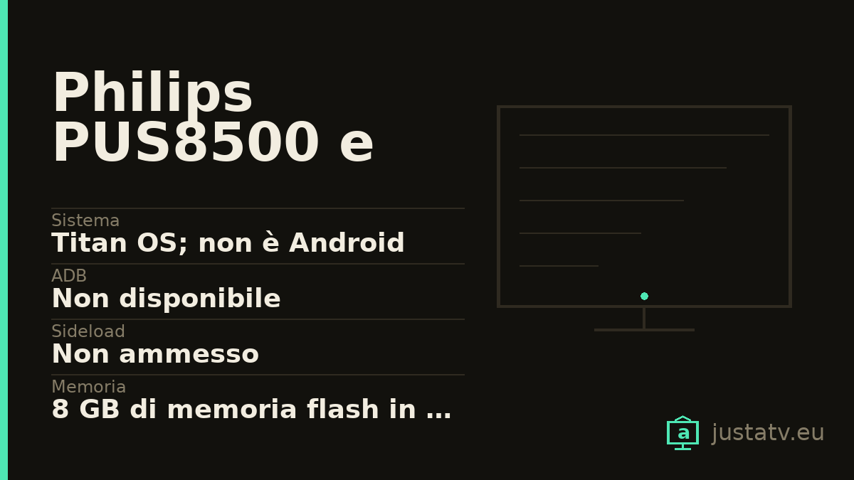 Scheda visiva del Philips PUS8500 e PUS9000 con i dati principali