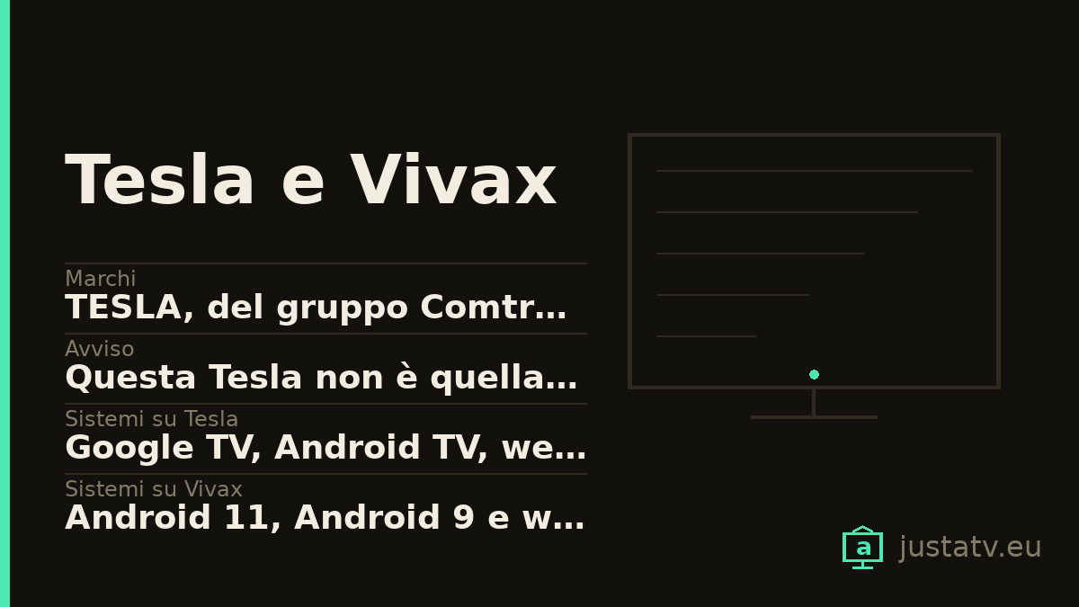 Scheda visiva del Tesla e Vivax con i dati principali