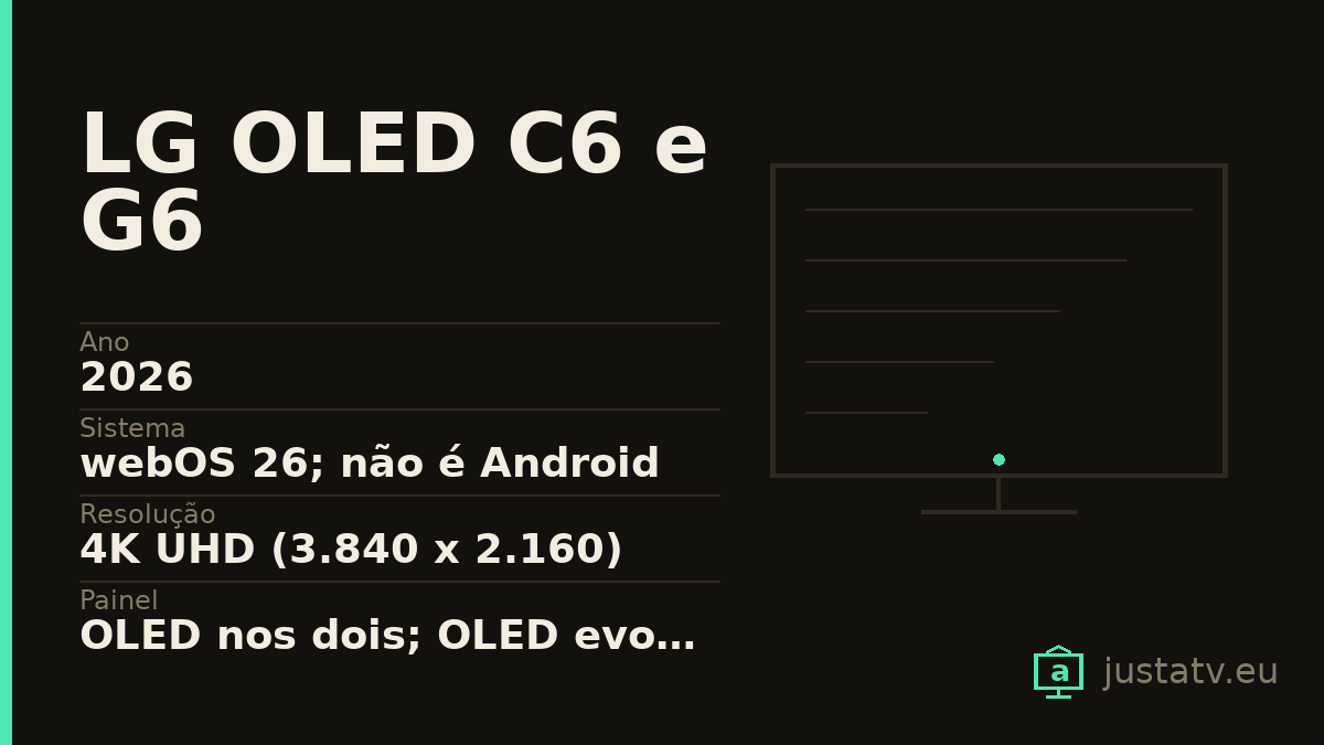 Ficha visual do LG OLED C6 e G6 com os dados principais