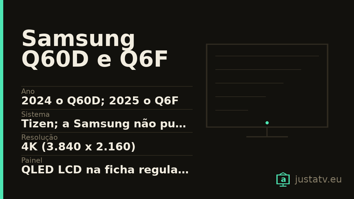 Ficha visual do Samsung Q60D e Q6F com os dados principais