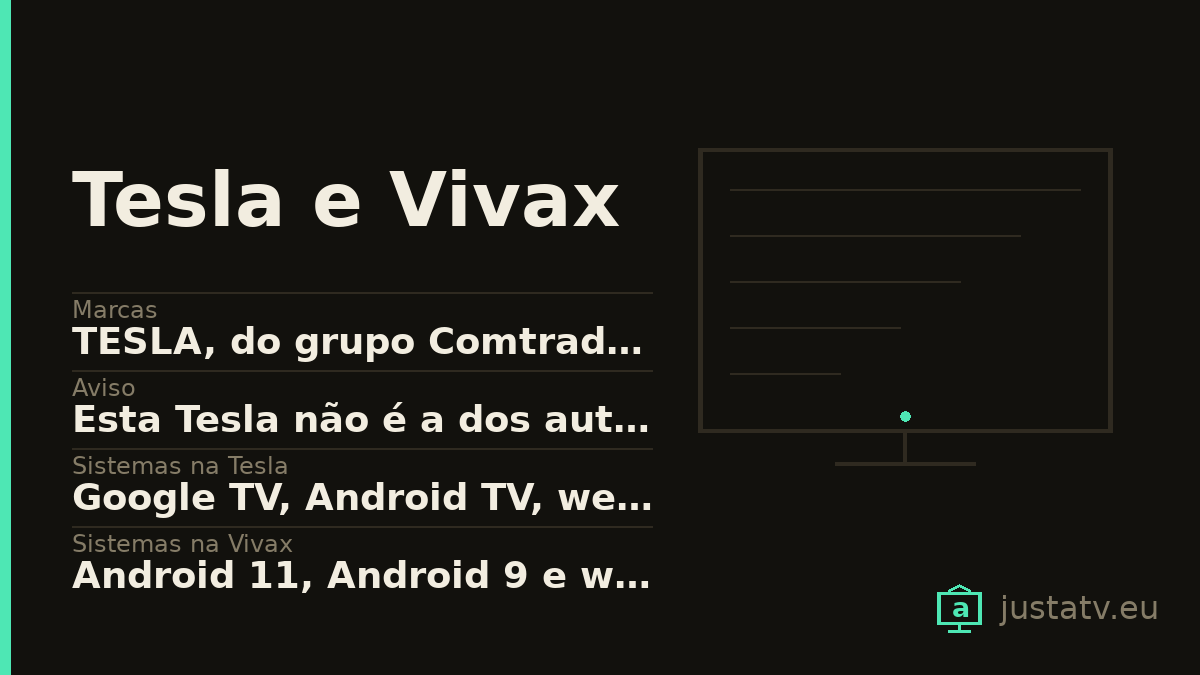Ficha visual do Tesla e Vivax com os dados principais